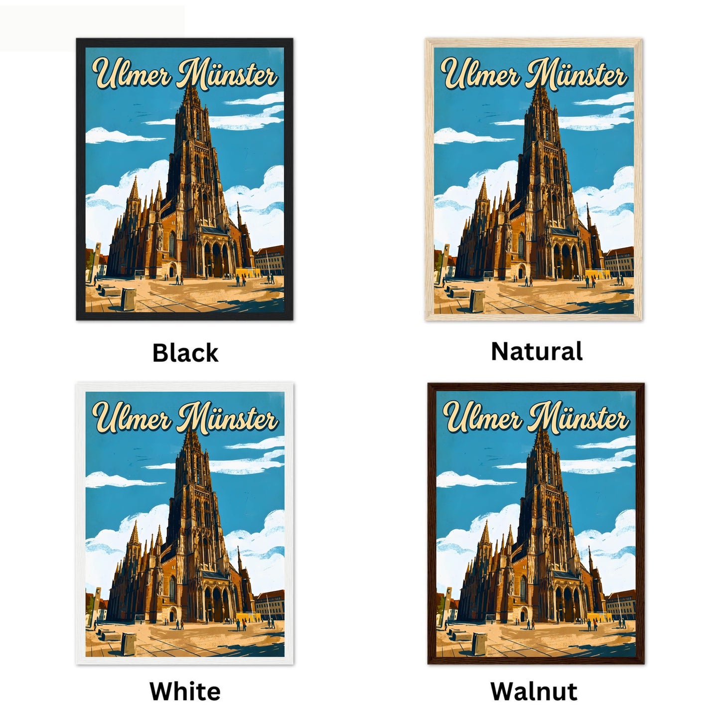 Ulmer Münster Vintage Travel Poster