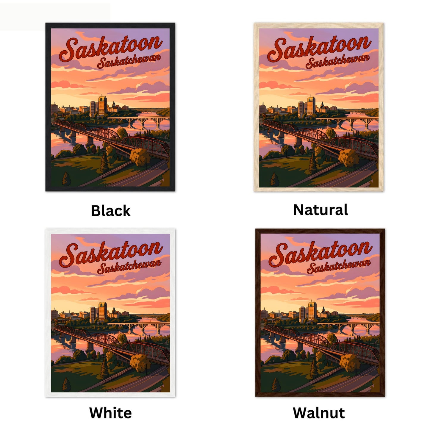 Saskatoon Vintage Travel Poster -   Beautiful Serene River View