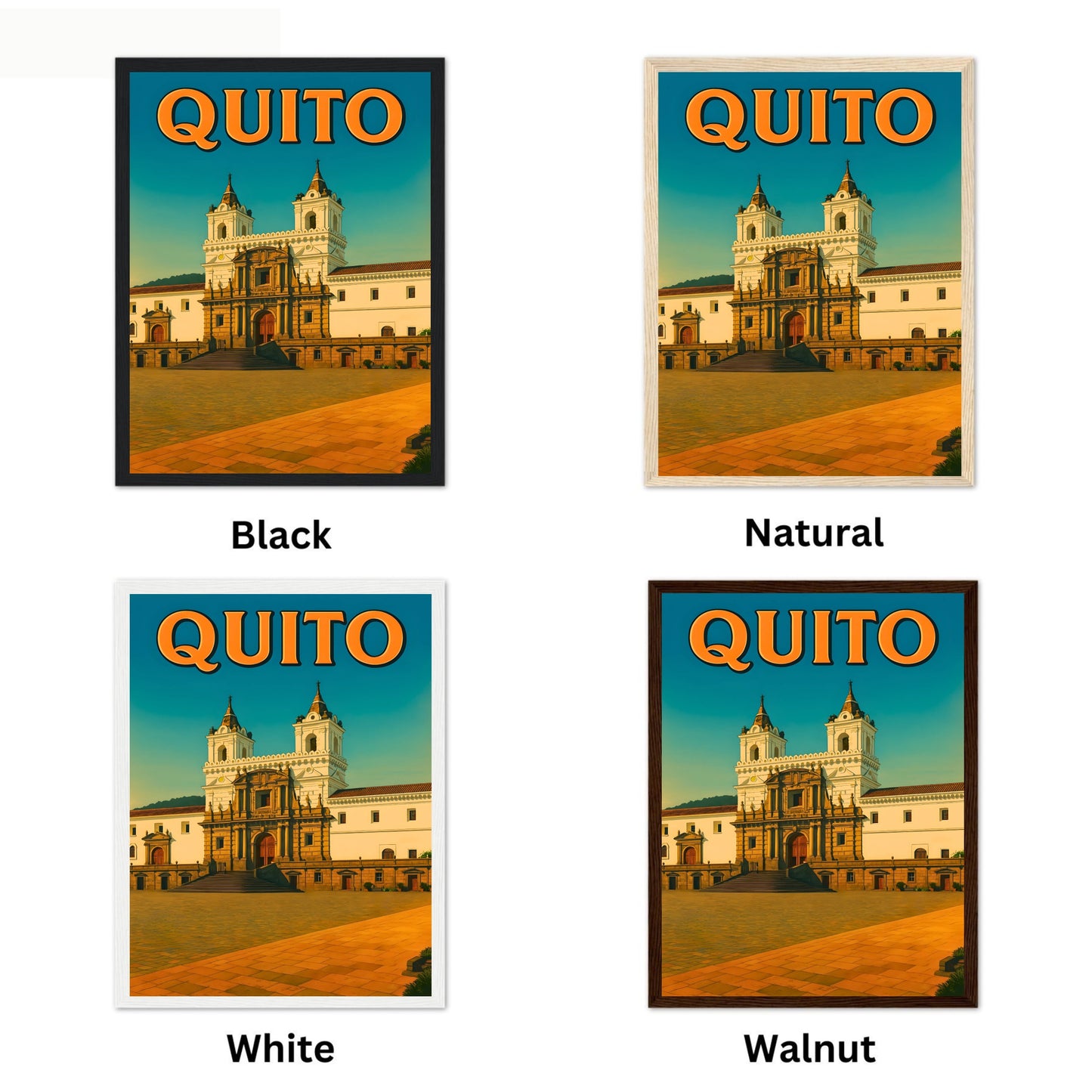 Quito Vintage Travel Poster - Quito’s Golden Hour at San Francisco