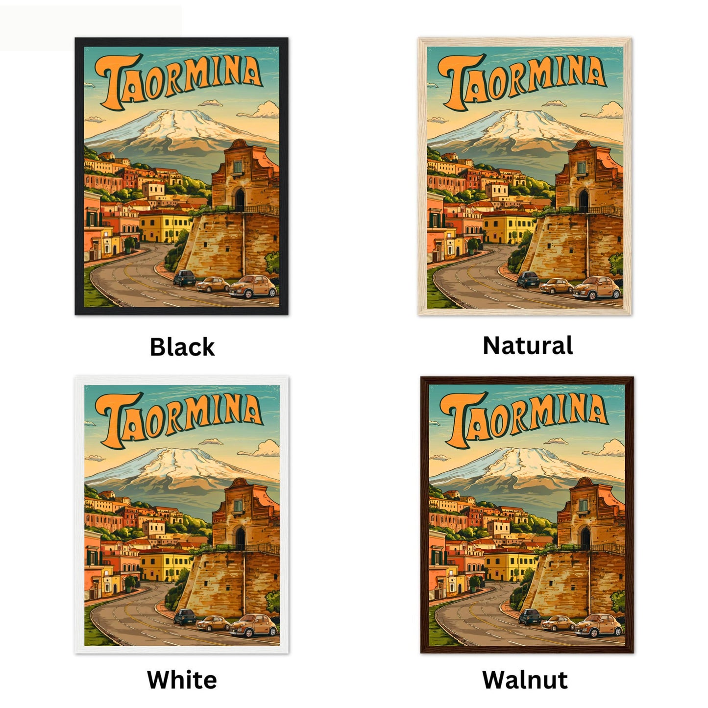Taormina Vintage Travel Poster - City Street