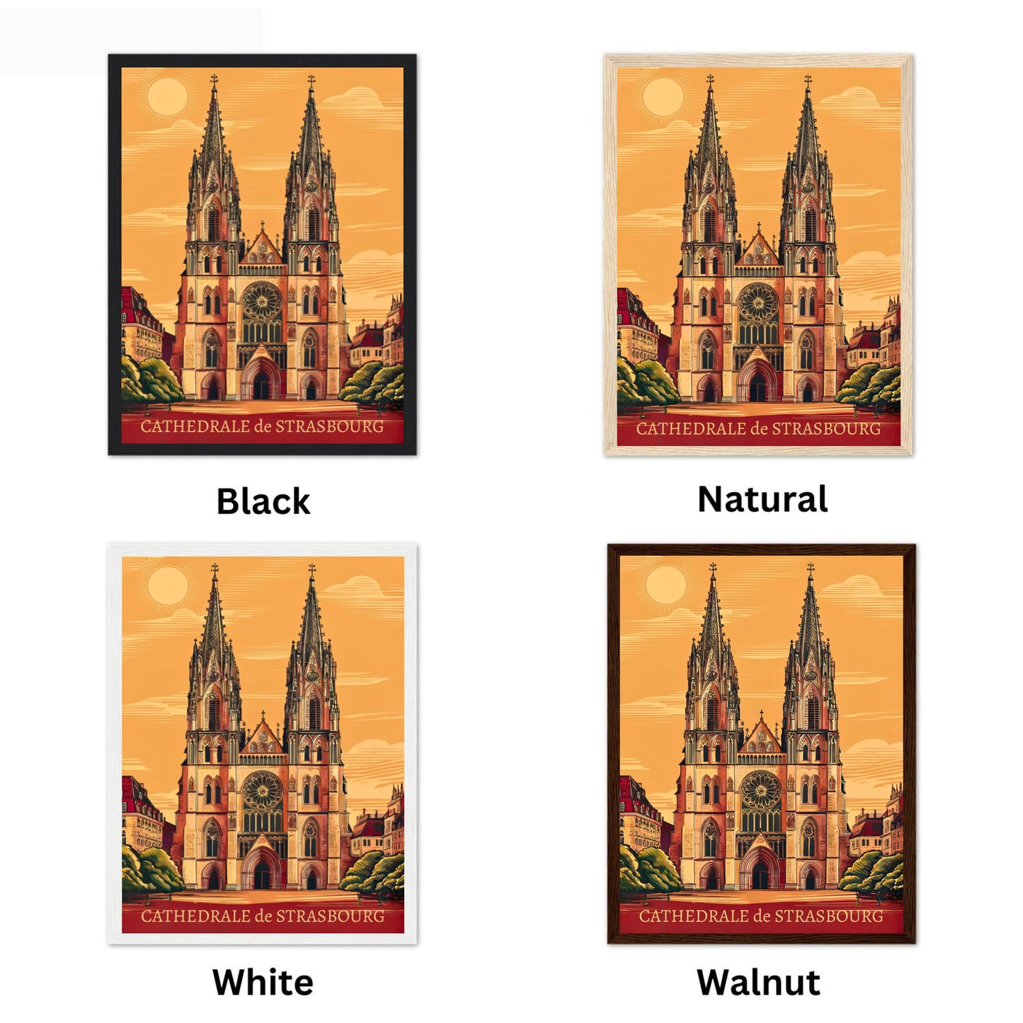 Strasbourg Cathedral Vintage Travel Poster