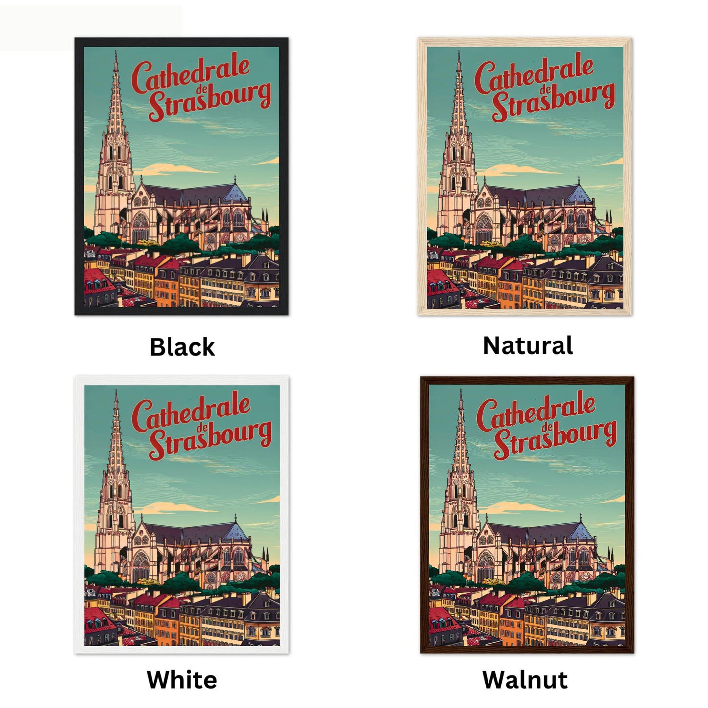 Strasbourg Cathedral Vintage Travel Poster - Cathedral of Our Lady of Strasbourg