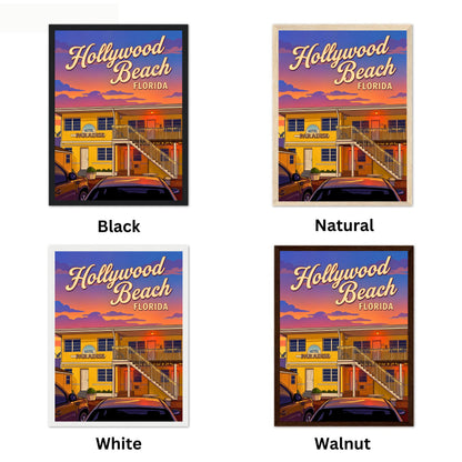 Hollywood Beach Vintage Travel Poster - Sunset at Hotel Paradise