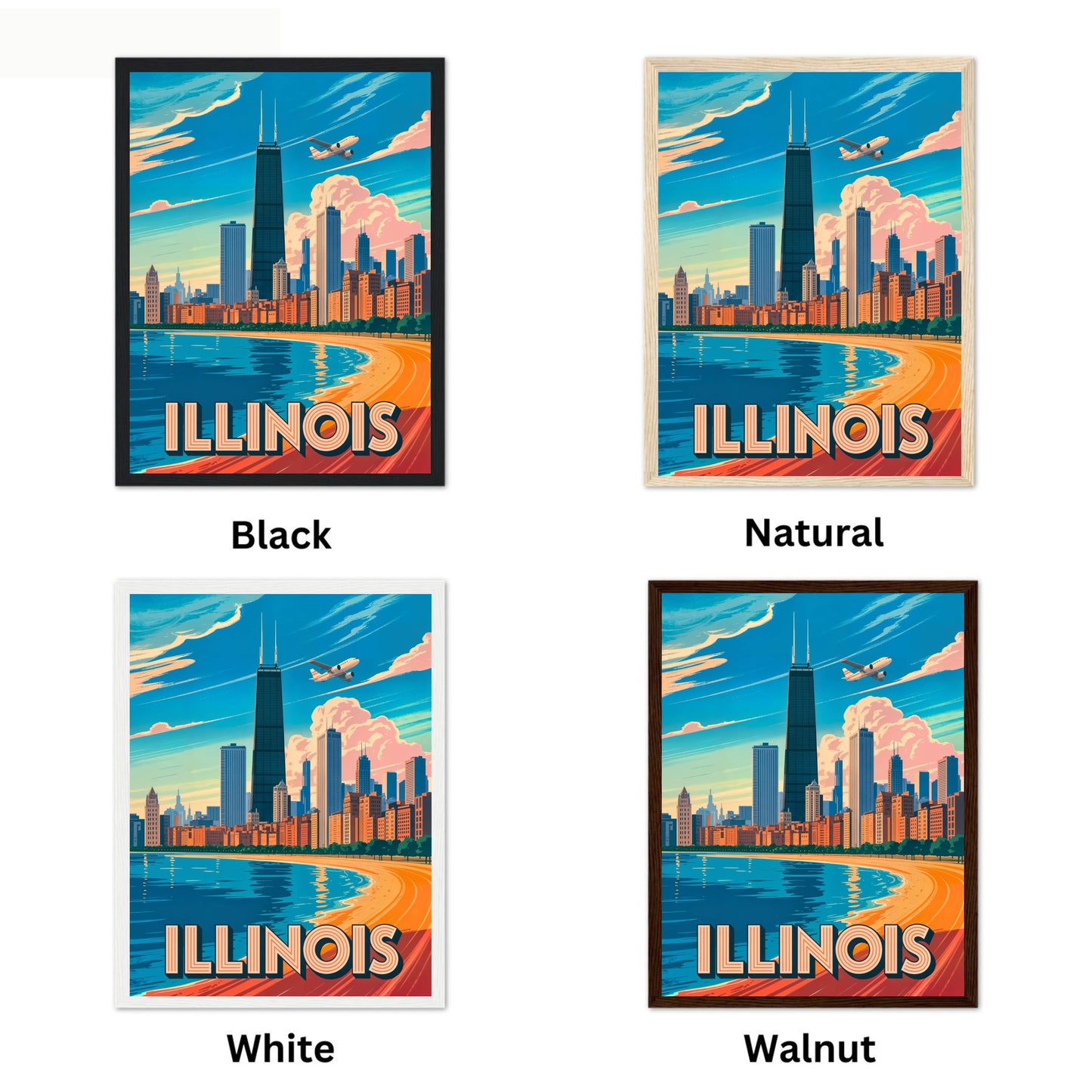 Illinois Chicago Vintage Travel Poster