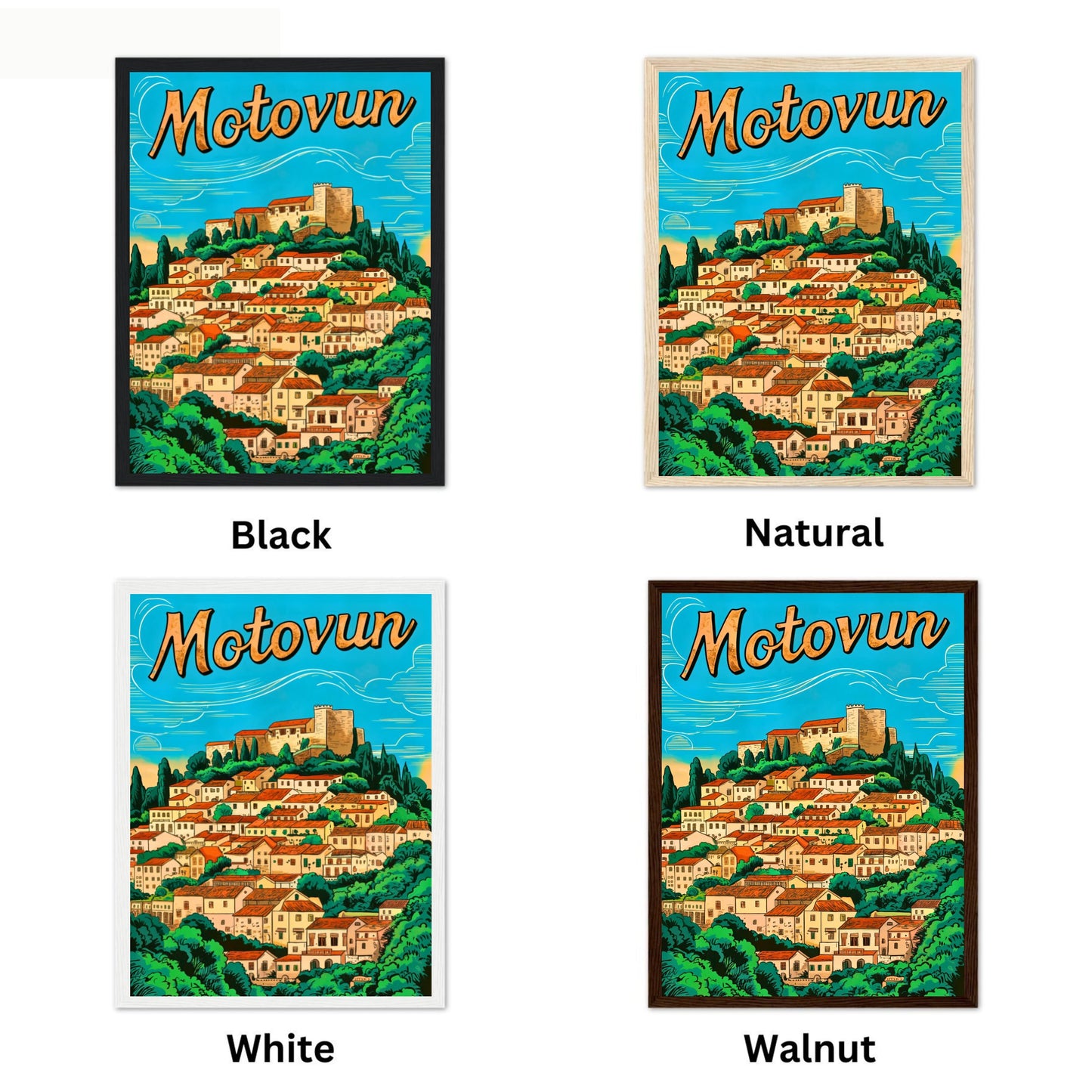 Motovun Vintage Travel Poster - Croatia Land of Wine and Truffles
