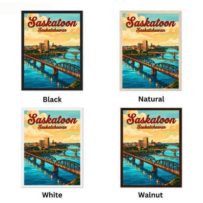 Saskatoon Vintage Travel Poster - Cityscape