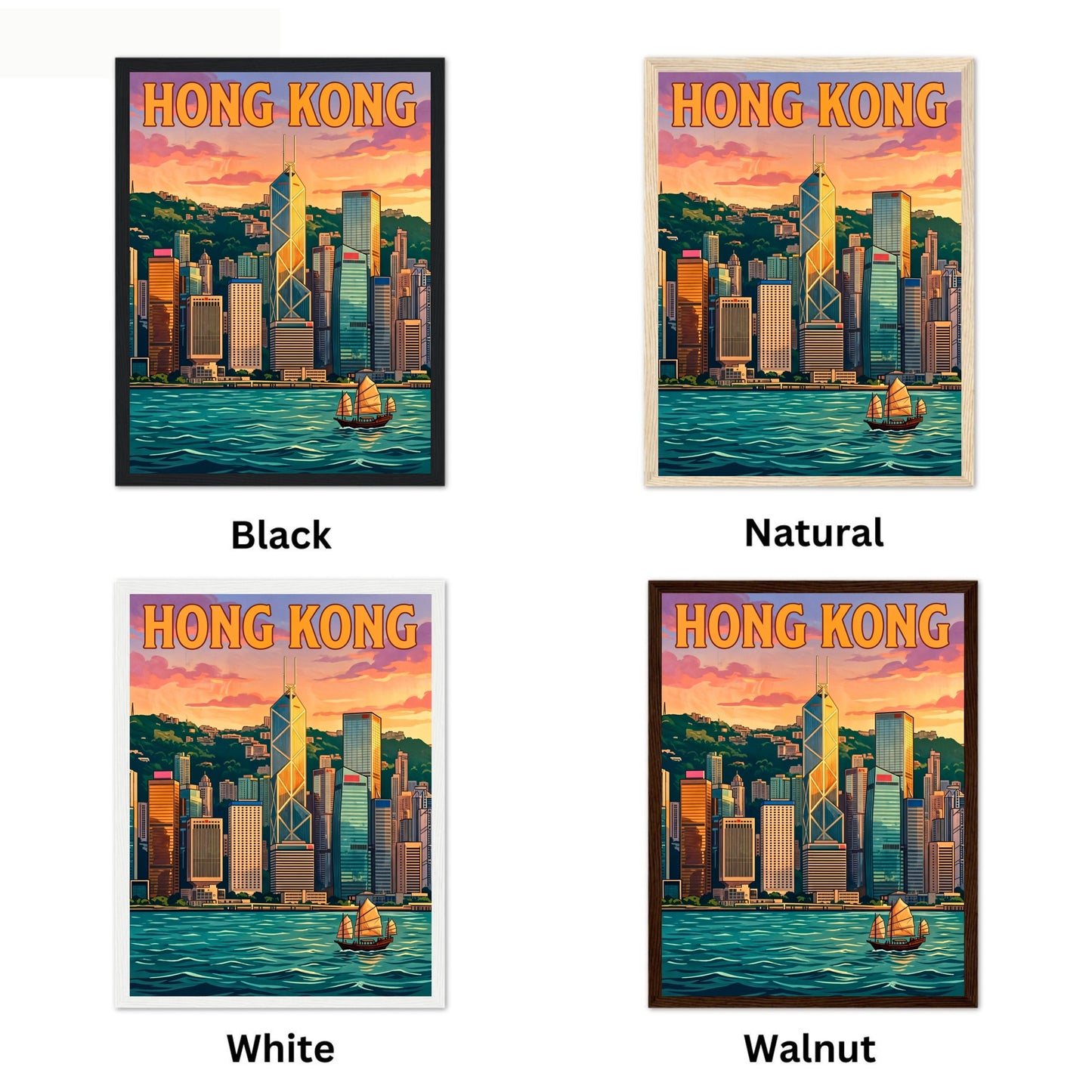 Hong Kong Vintage Travel Poster - Bank of China Tower