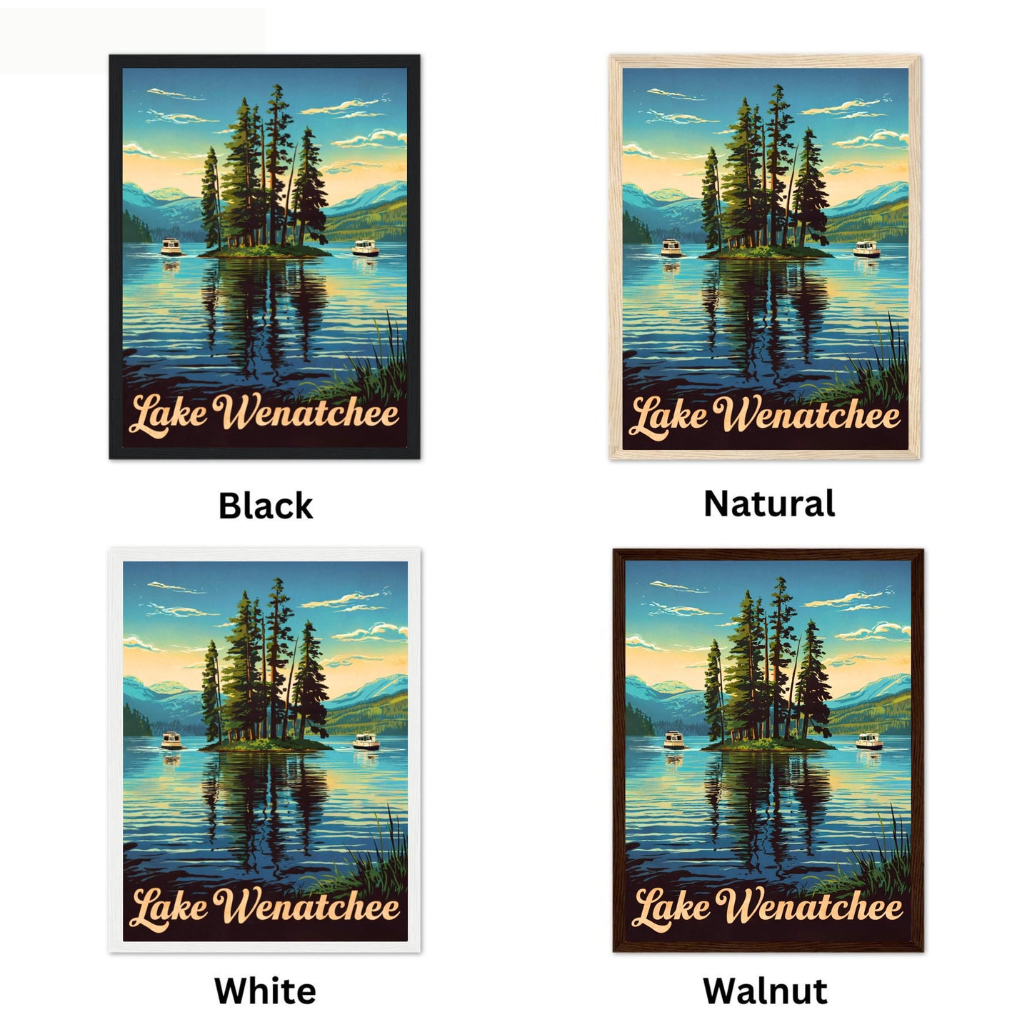 Lake Wenatchee Vintage Travel Poster  - Travel along the beautiful Serene Lake in Washington