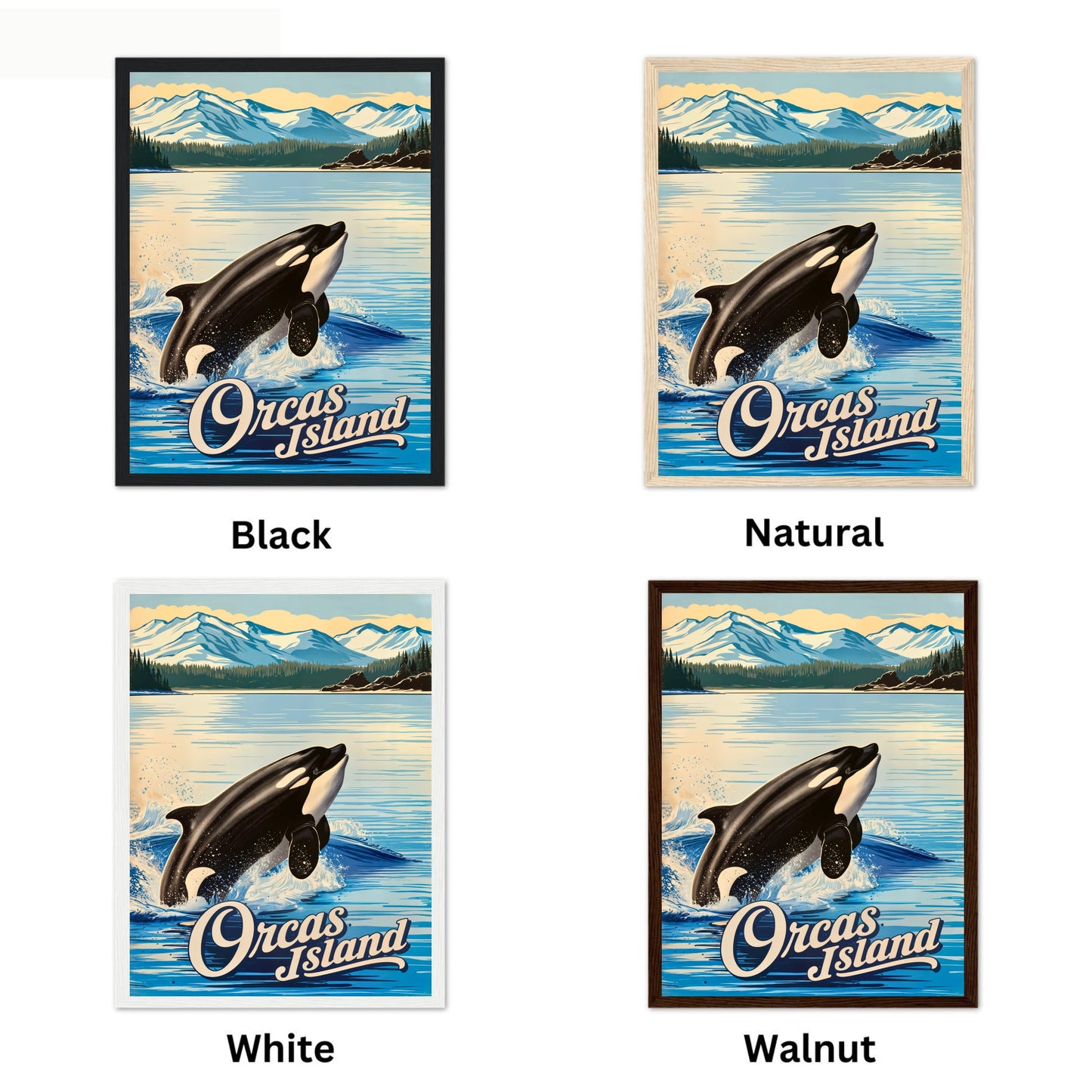 Orcas Island Vintage Travel Poster -  Where Whales Roam