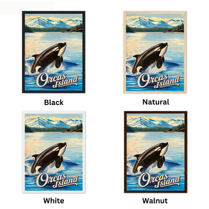 Orcas Island Vintage Travel Poster -  Where Whales Roam