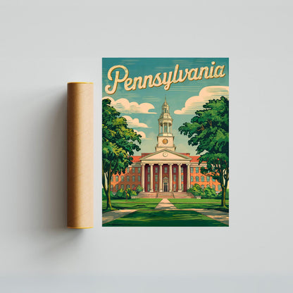 Pennsylvania, State College Vintage Travel Poster  - Penn State University