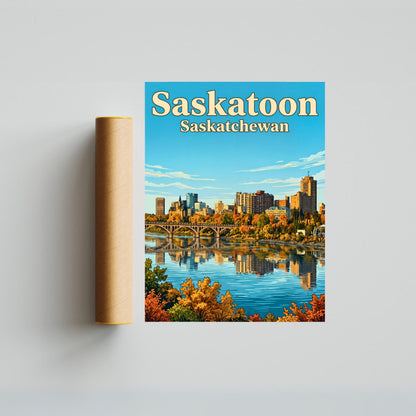 Saskatoon Vintage Travel Poster - Heart of Saskatchewan
