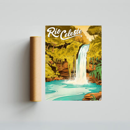 Rio Celeteste Vintage Travel Poster -  Enchanting Waters of Costa Rica