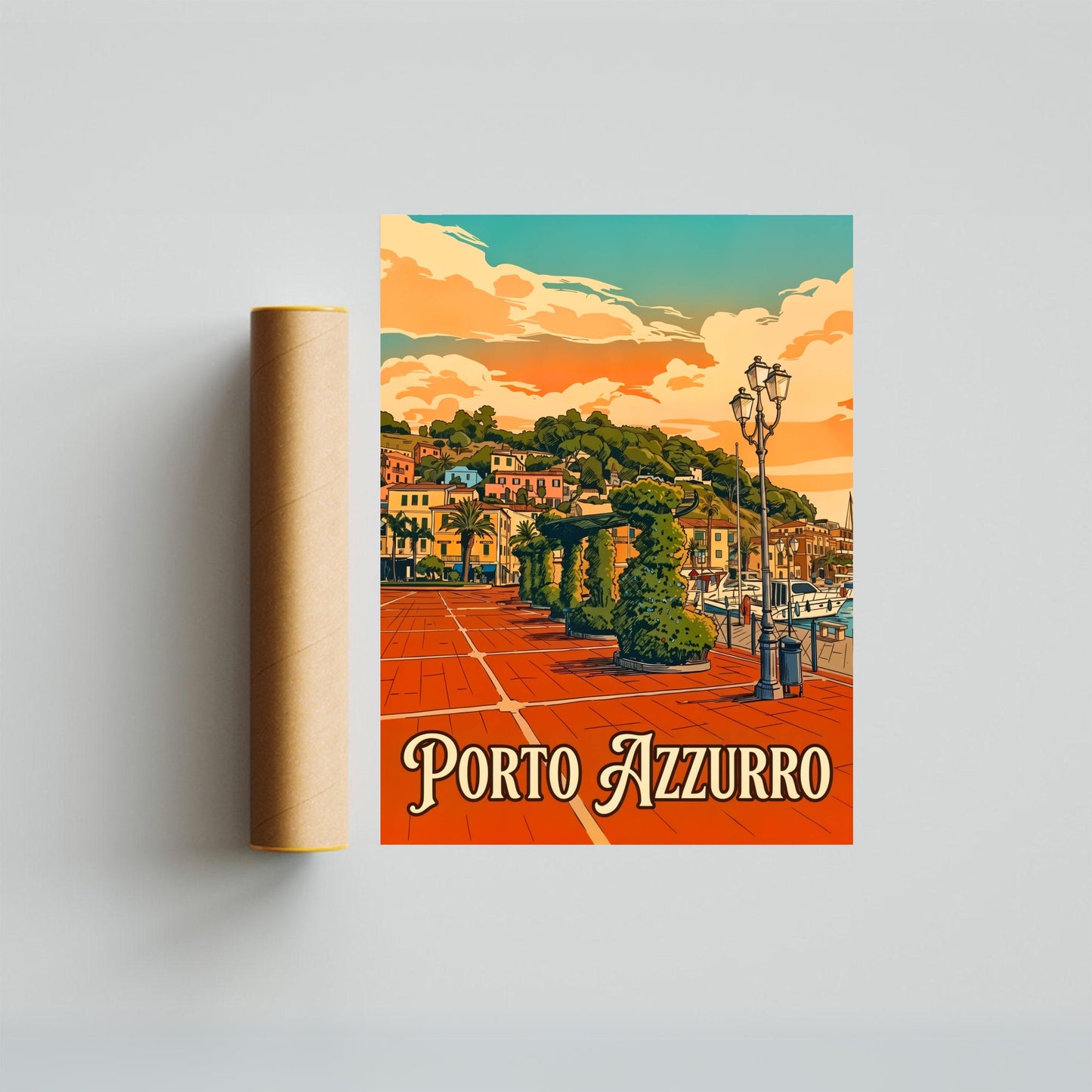 Porto Azzurro Vintage Travel Poster - Colors of Elba