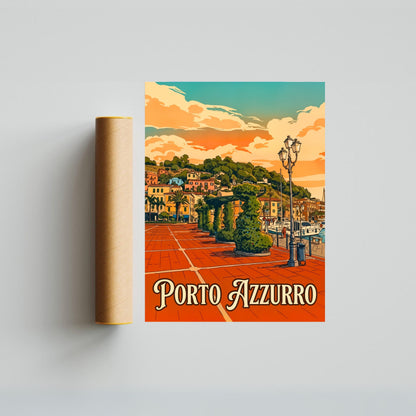 Porto Azzurro Vintage Travel Poster - Colors of Elba