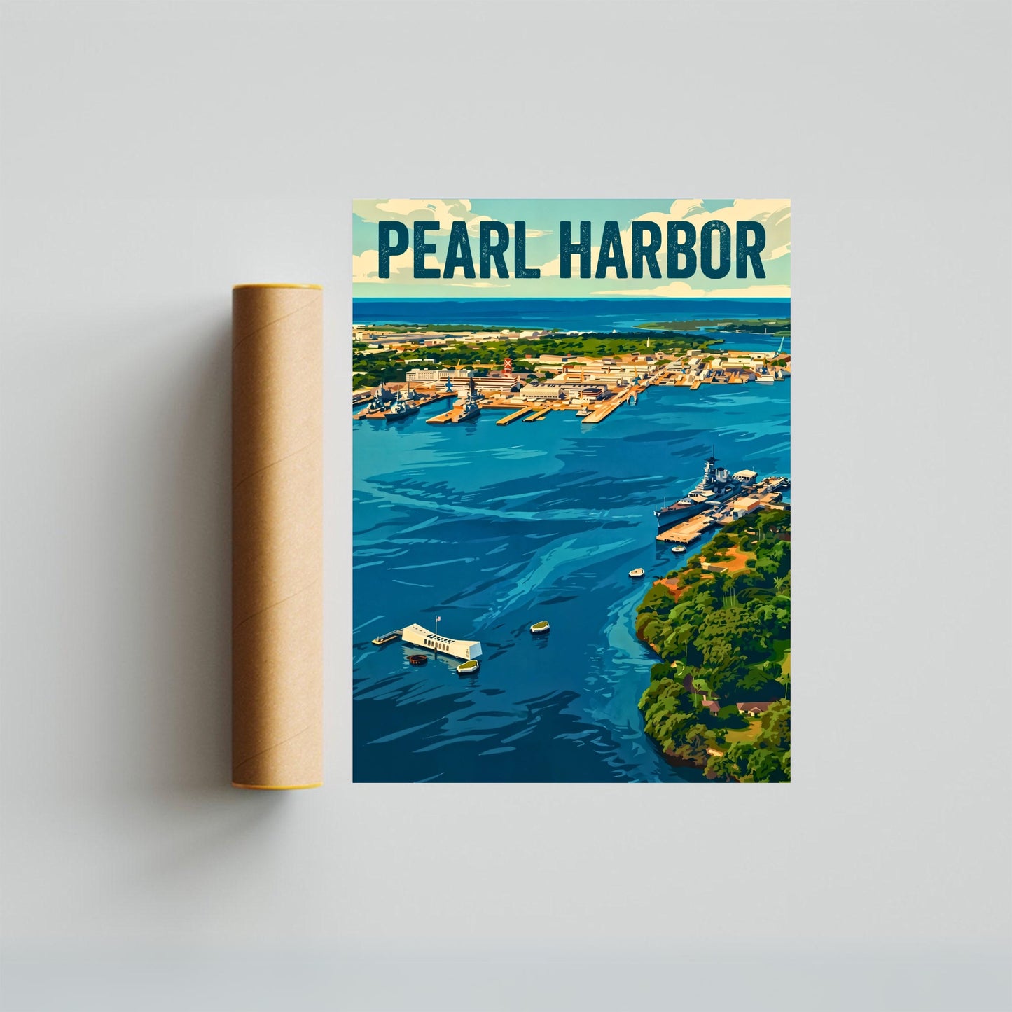 Pearl Harbor Vintage Travel Poster - Hawaii