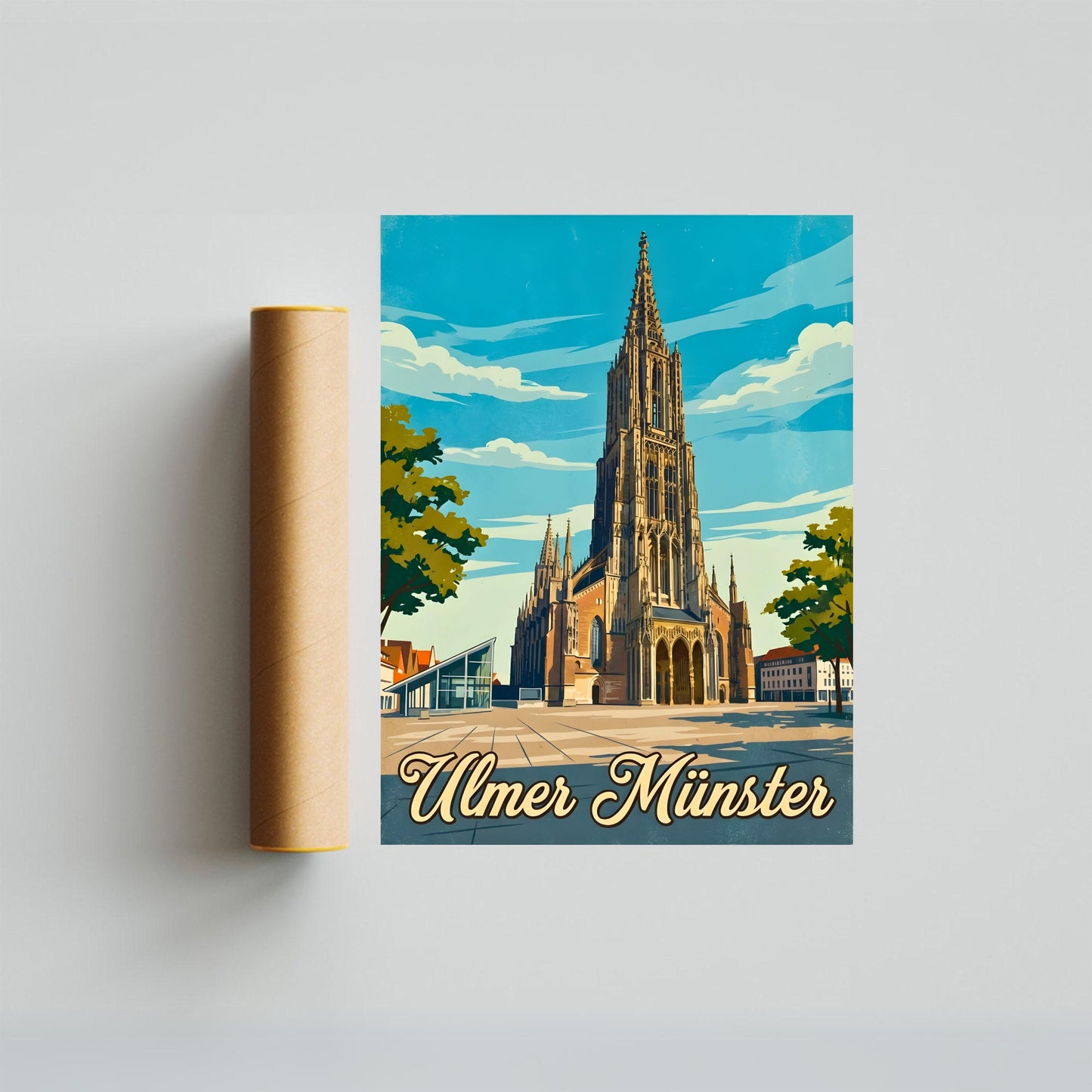 Ulmer Münster Vintage Travel Poster - The Pride of Ulm