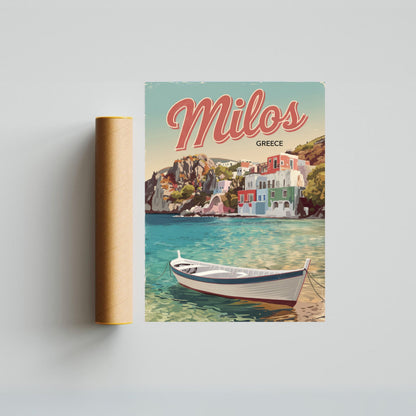 Milos Vintage Travel Poster - Charming Villages