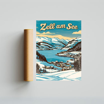 Zell am See Vintage Travel Poster - Winter Wonderland of the Alps