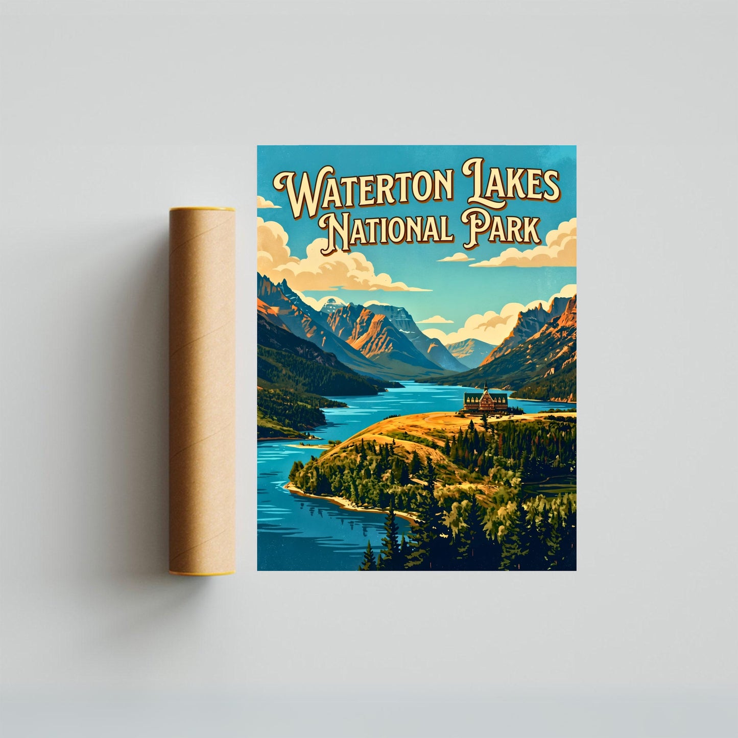 Waterton Lakes National Park Vintage Travel Poster- Northern Wilderness Escape