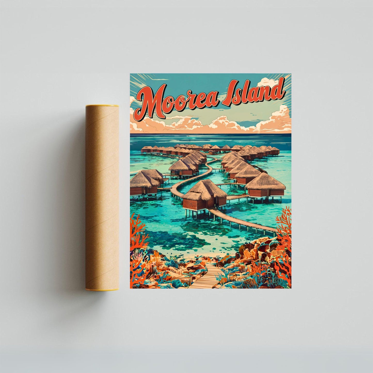 Moorea Island Vintage Travel Poster - Beautiful Vacation Spot