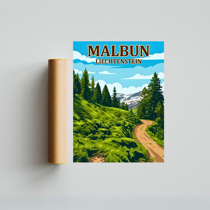 Malbun Vintage Travel Poster - Explore Mountains