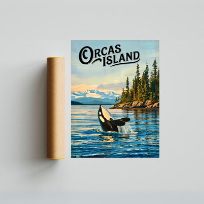 Orcas Island Vintage Travel Poster -  Washington