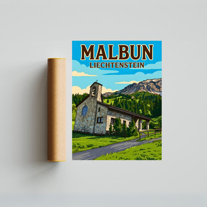 Malbun Vintage Travel Poster - Captivating Mountain View