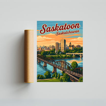 Saskatoon Vintage Travel Poster - Canada