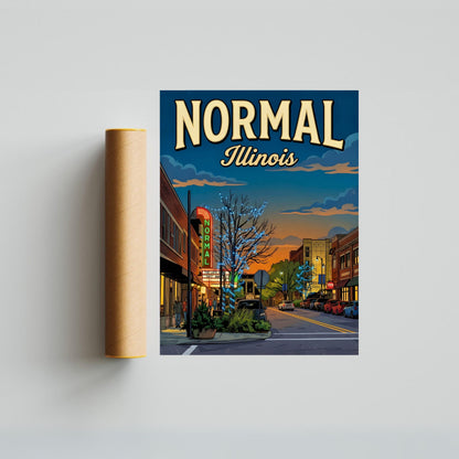 Normal, Illinois Vintage Travel Poster - Uptown Lights