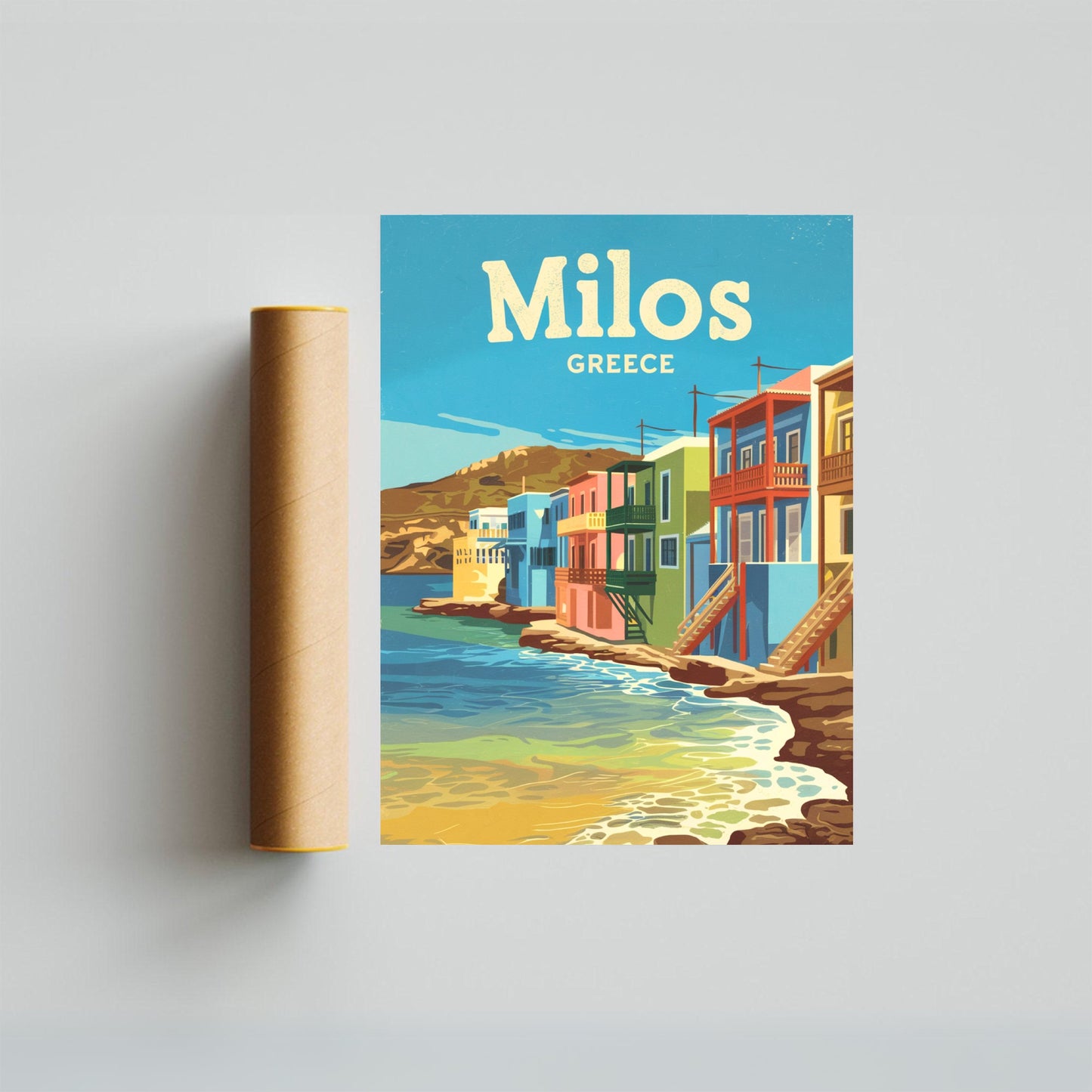 Milos Vintage Travel Poster