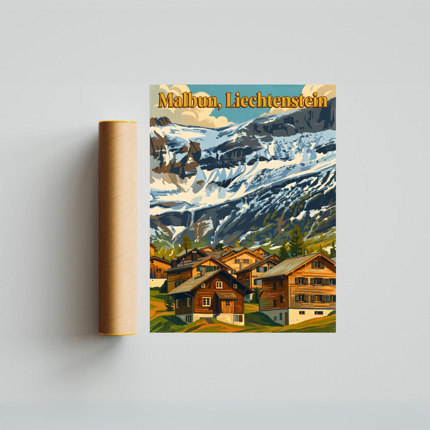 Malbun Vintage Travel Poster - The Heart of the Alps