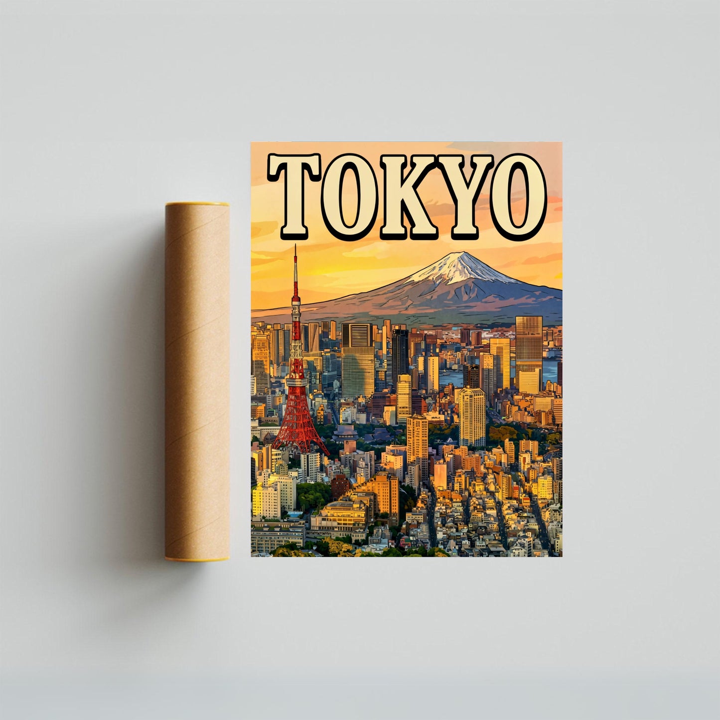 Tokyo Vintage Travel Poster - Japan Captivating View of Mount Fuji and City