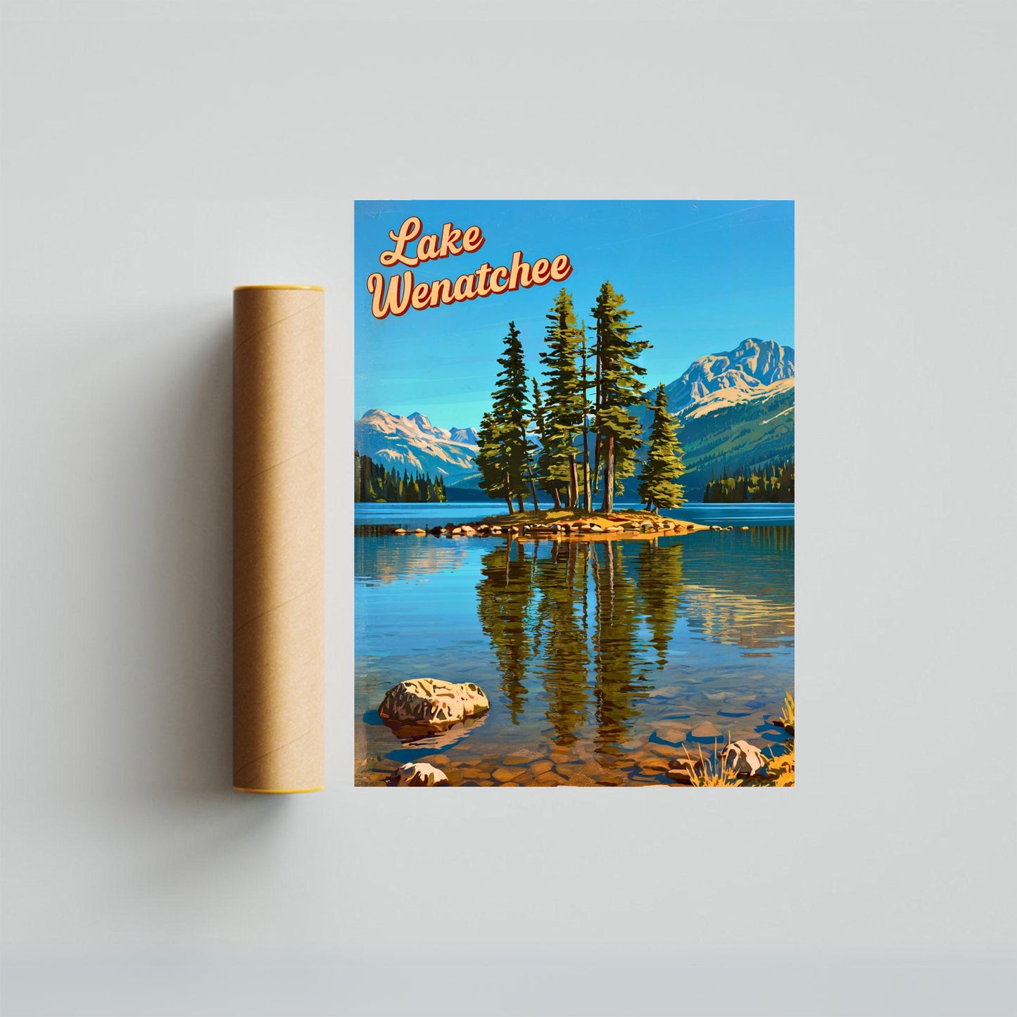 Lake Wenatchee Vintage Travel Poster