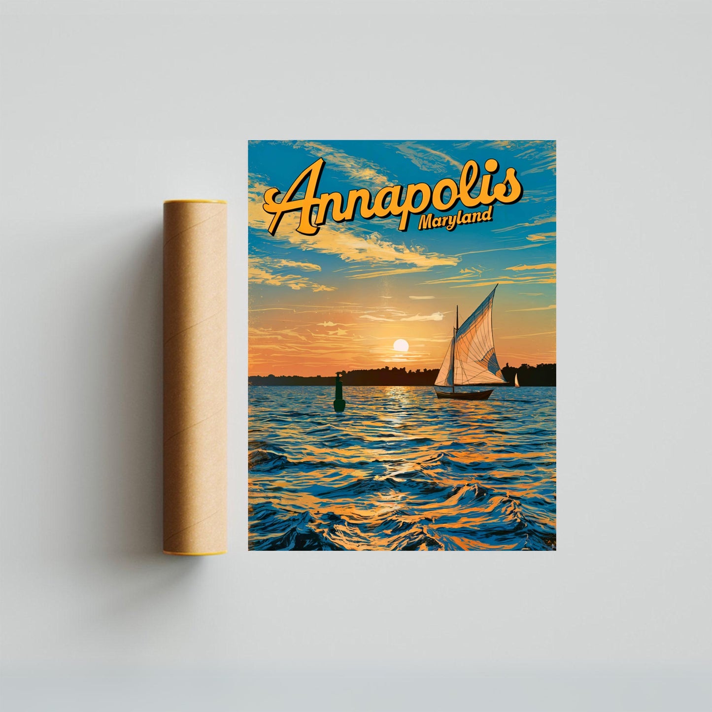 Annapolis Vintage Travel Poster - Sailing into Maryland
