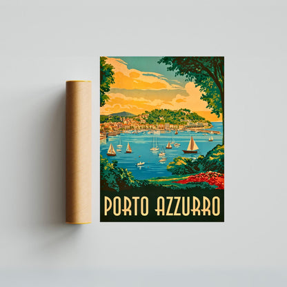 Porto Azzurro Vintage Travel Poster - Island by the Sea