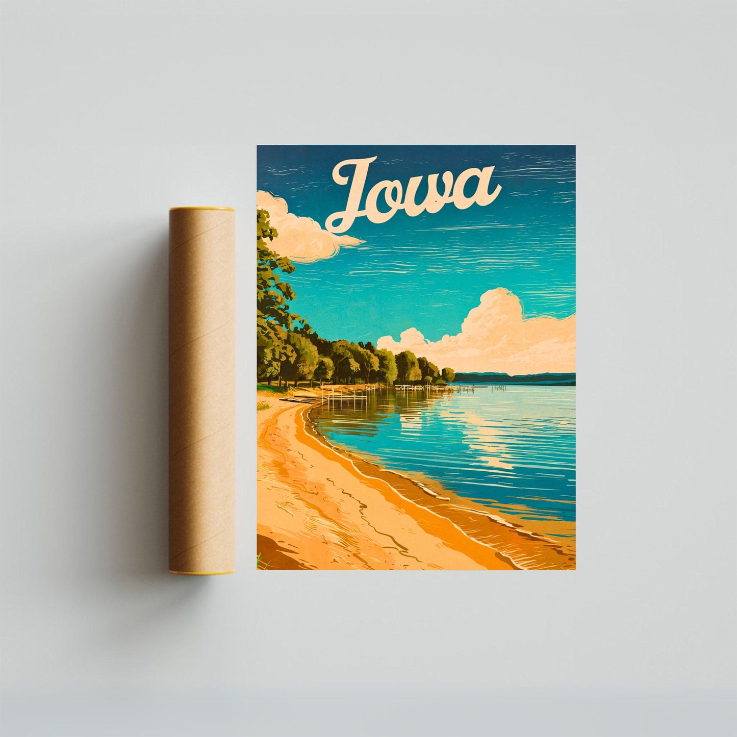 Iowa Vintage Travel Poster  - Tranquil Lake