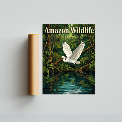 Amazon Exotic Wildlife Vintage Travel Poster