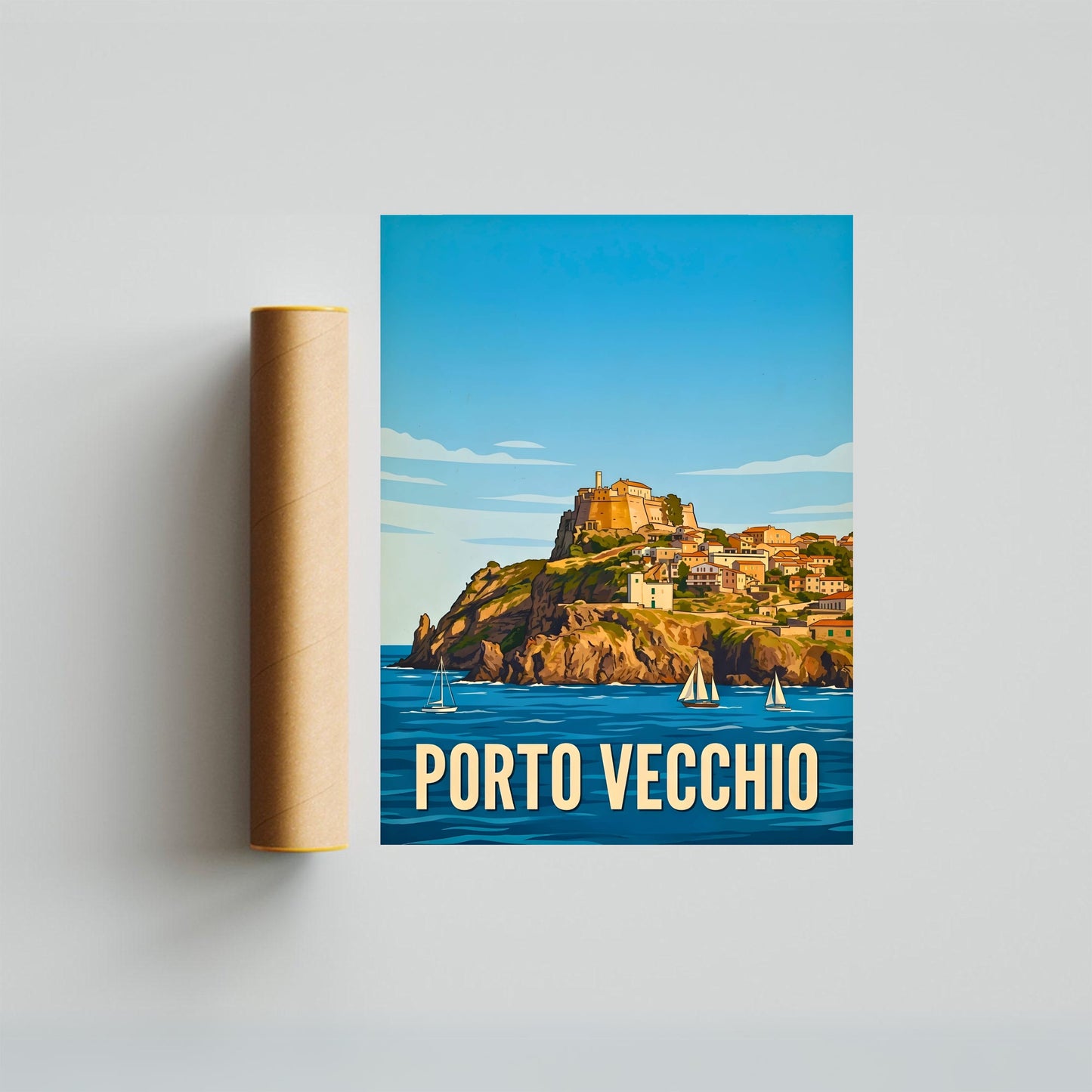 Porto Vecchio Vintage Travel Poster - Mediterranean Haven
