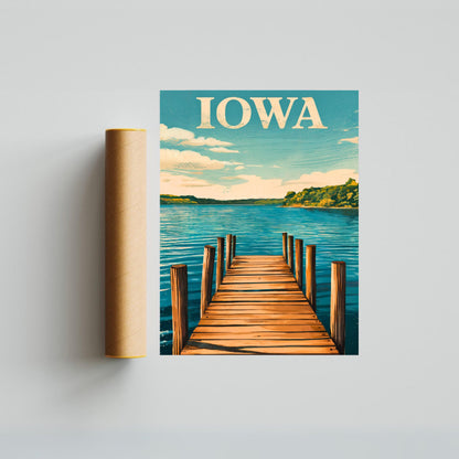 Iowa Vintage Travel Poster  - Spirit Lake