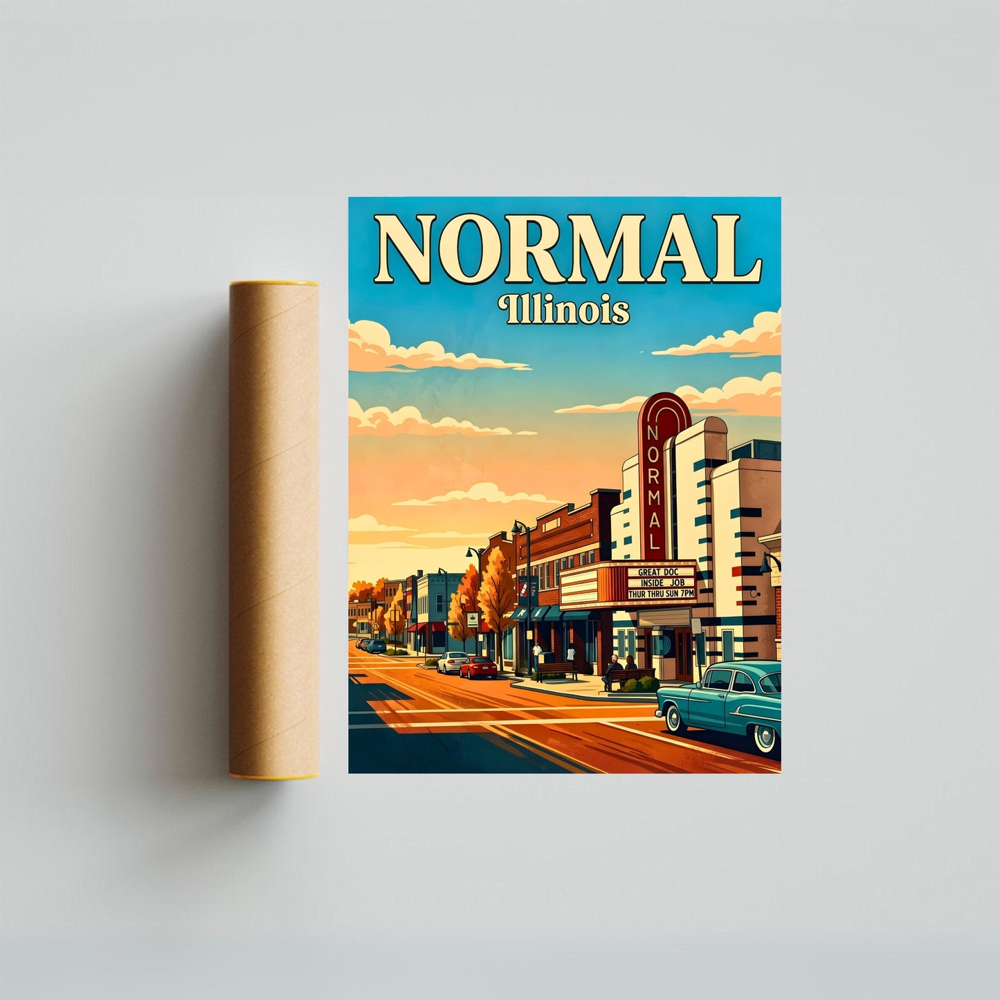 Normal, Illinois Vintage Travel Poster - Captivating Street View