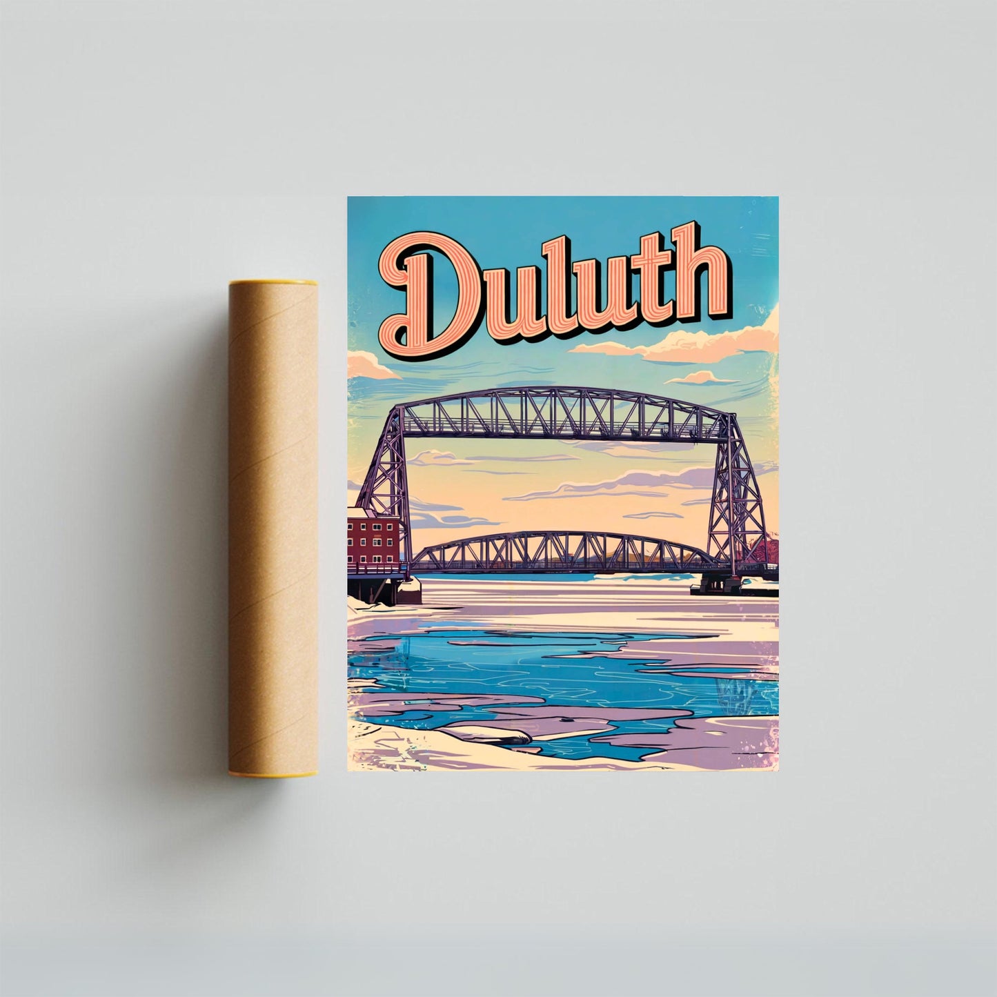 Duluth Vintage Travel Poster - Iconic Bridge