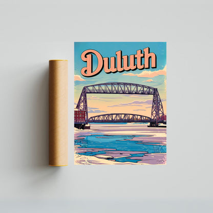Duluth Vintage Travel Poster - Iconic Bridge