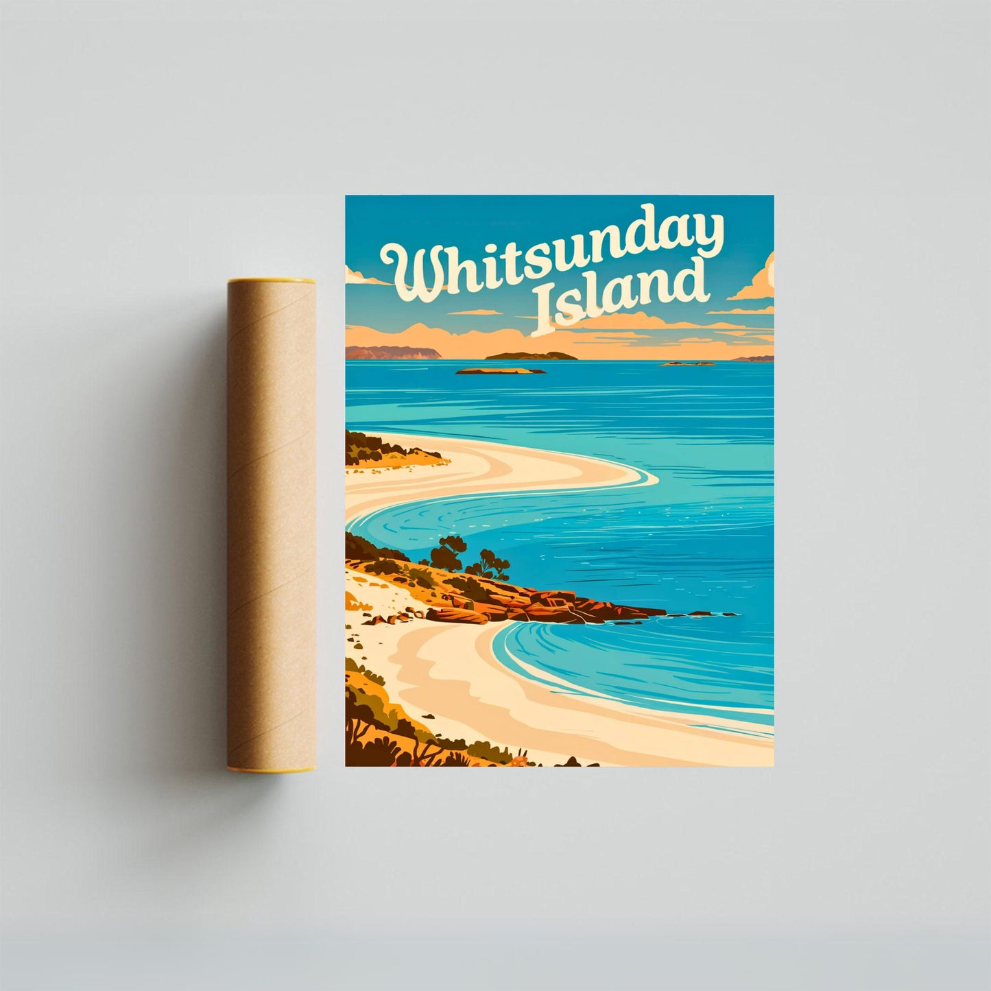 Whitsunday Islands Travel Poster - Breathtaking White Sand