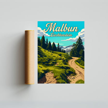 Malbun Vintage Travel Poster - Hiking View