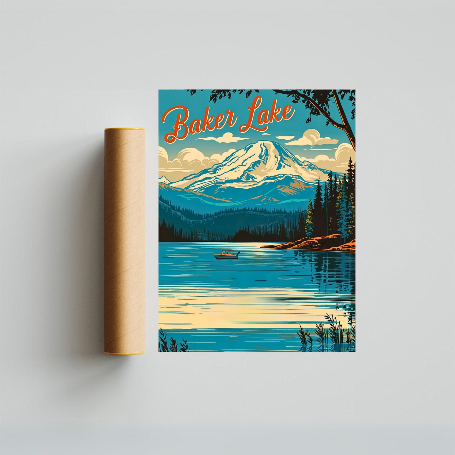 Baker Lake Vintage Travel Poster