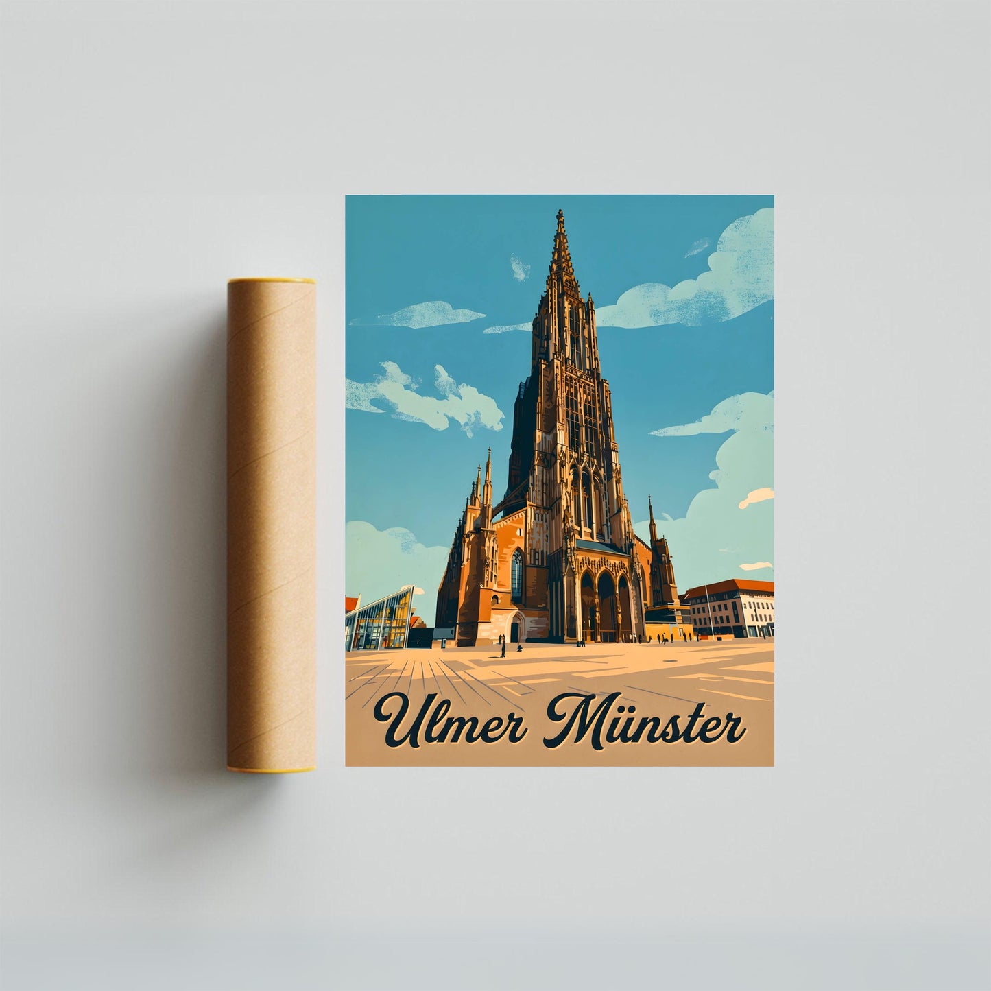 Ulmer Münster Vintage Travel Poster - Majestic Church