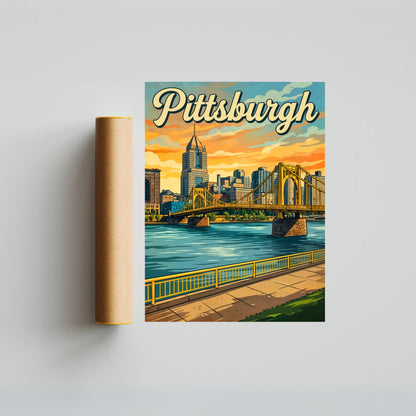 Pittsburgh Vintage Travel Poster