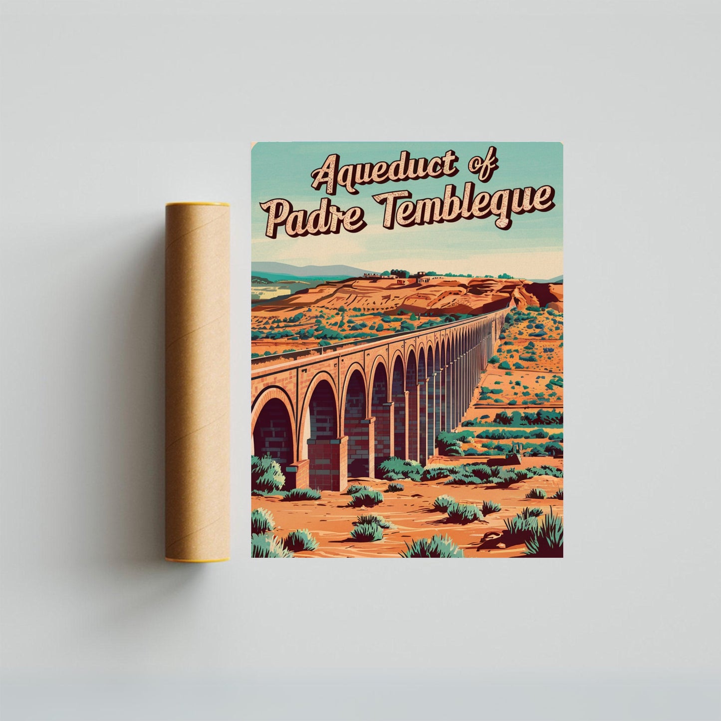 Aqueduct of Padre Tembleque Vintage Travel Poster - Stone Arches