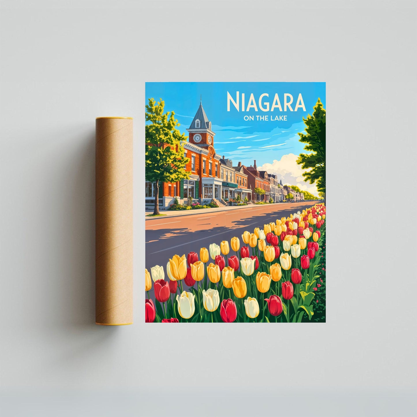 Niagara-on-the-Lake Vintage Travel Poster - Floral Charm of Queen Street